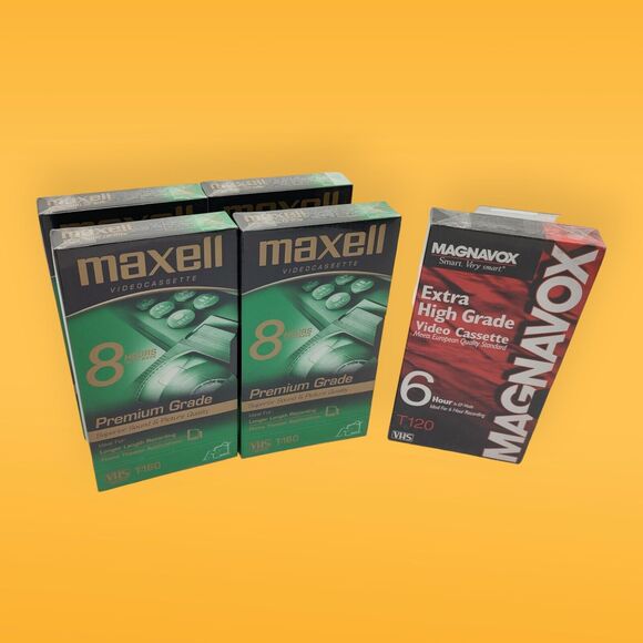 NEW Maxell Premium Grade VHS T160 (4 Videocassettes) + 1 Magnavox T120 Extra HG - Picture 13 of 13